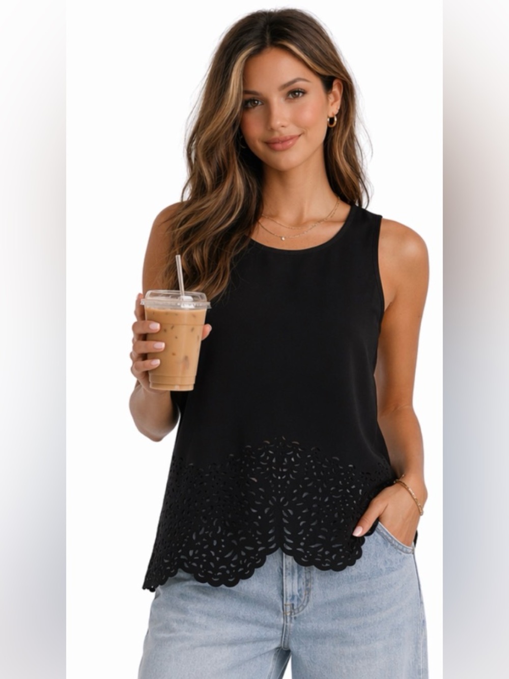 Catherine Maladrino laser cut tank Medium NWT